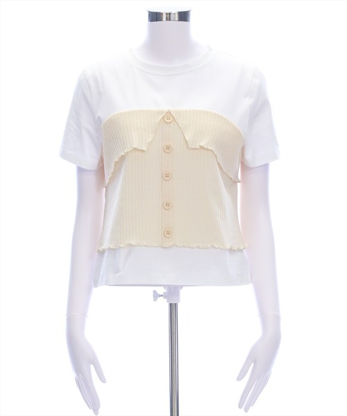 clear（クリア）の「ニットドッキング半袖Tシャツ[着回し抜群 大人 カジュアル]（シャツ/ブラウス・レディース・グレー/アイボリー/ミント・F）」の17枚目の写真