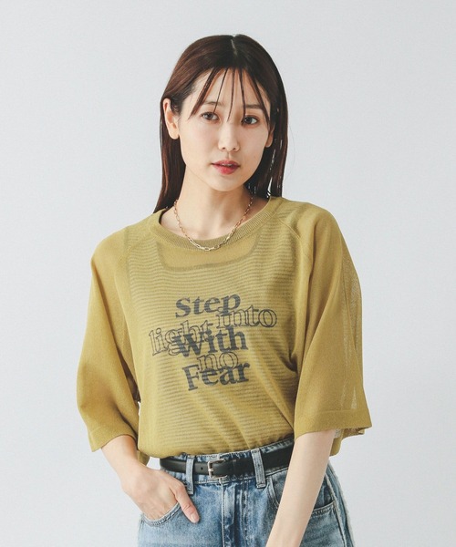 GLOBAL WORK（グローバルワーク）の「シアーニットプリント半袖/459952（ニット/セーター・レディース・チャコールグレー/ライトグレー/グリーン系その他・MEDIUM/LARGE）」の3枚目の写真