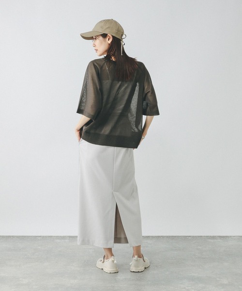 GLOBAL WORK（グローバルワーク）の「シアーニットプリント半袖/459952（ニット/セーター・レディース・チャコールグレー/ライトグレー/グリーン系その他・MEDIUM/LARGE）」の16枚目の写真