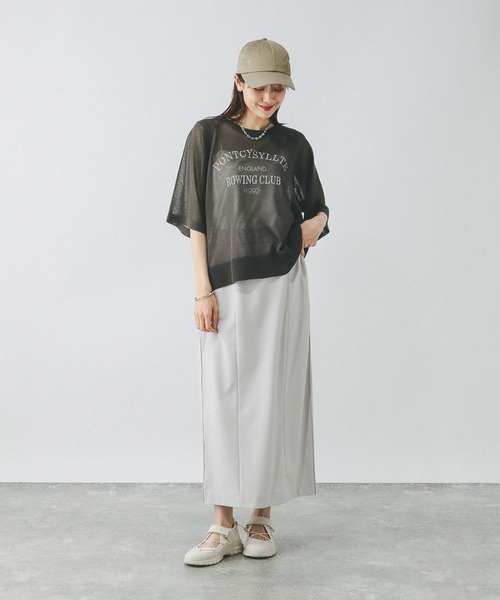 GLOBAL WORK（グローバルワーク）の「シアーニットプリント半袖/459952（ニット/セーター・レディース・チャコールグレー/ライトグレー/グリーン系その他・MEDIUM/LARGE）」の17枚目の写真