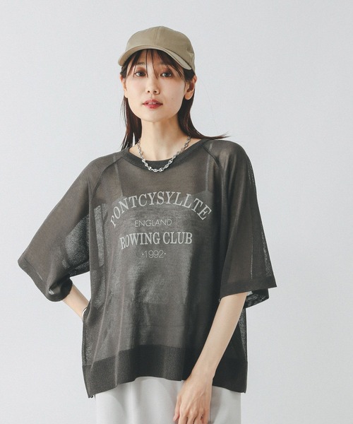 GLOBAL WORK（グローバルワーク）の「シアーニットプリント半袖/459952（ニット/セーター・レディース・チャコールグレー/ライトグレー/グリーン系その他・MEDIUM/LARGE）」の18枚目の写真