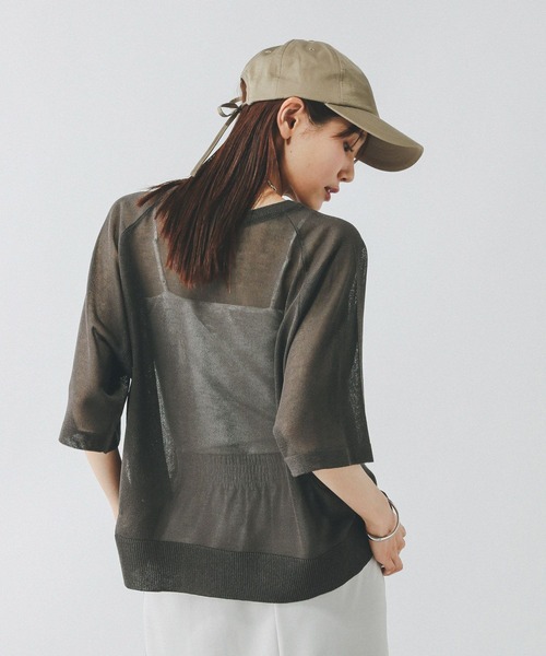 GLOBAL WORK（グローバルワーク）の「シアーニットプリント半袖/459952（ニット/セーター・レディース・チャコールグレー/ライトグレー/グリーン系その他・MEDIUM/LARGE）」の19枚目の写真