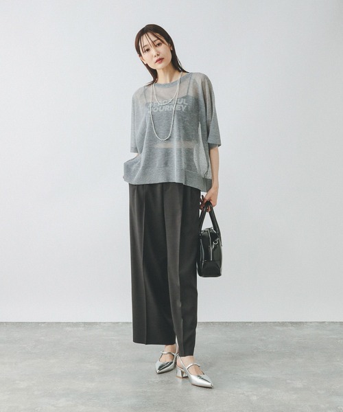 GLOBAL WORK（グローバルワーク）の「シアーニットプリント半袖/459952（ニット/セーター・レディース・チャコールグレー/ライトグレー/グリーン系その他・MEDIUM/LARGE）」の12枚目の写真