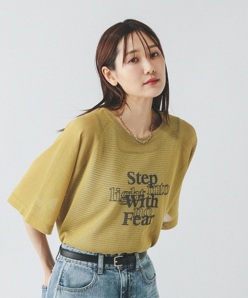 GLOBAL WORK（グローバルワーク）の「シアーニットプリント半袖/459952（ニット/セーター・レディース・チャコールグレー/ライトグレー/グリーン系その他・MEDIUM/LARGE）」の22枚目の写真