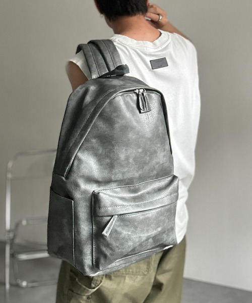 セール】フェイクレザーバックパック/リュック/ムラ染め風レザー