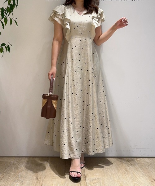 JUSGLITTY（ジャスグリッティー）の「フリルサマーワンピース（ワンピース・レディース・ライトブルー/ライトイエロー/ネイビー/ドット・0/1/2）」の5枚目の写真