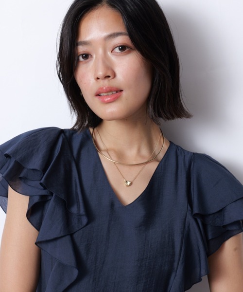 JUSGLITTY（ジャスグリッティー）の「フリルサマーワンピース（ワンピース・レディース・ライトブルー/ライトイエロー/ネイビー/ドット・0/1/2）」の14枚目の写真