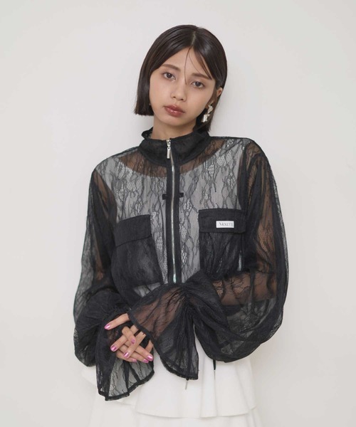 総レースクロップドシアーブルゾン（ブルゾン）｜VIOLETTA