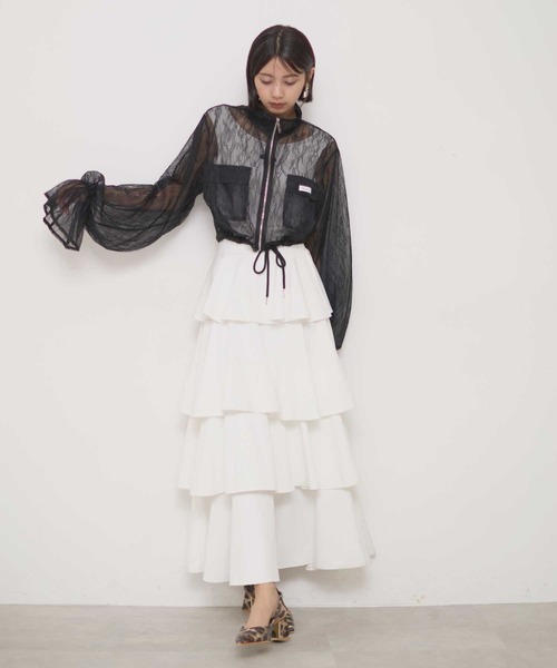 総レースクロップドシアーブルゾン（ブルゾン）｜VIOLETTA