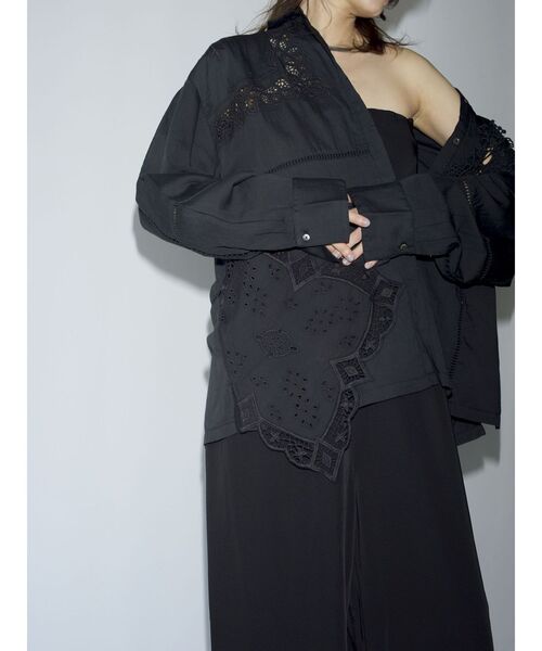 Htage（テージ）の「【Htage】エンブロイダリーレースシャツ（シャツ/ブラウス・レディース・ブラック/オフホワイト・FREE）」の7枚目の写真
