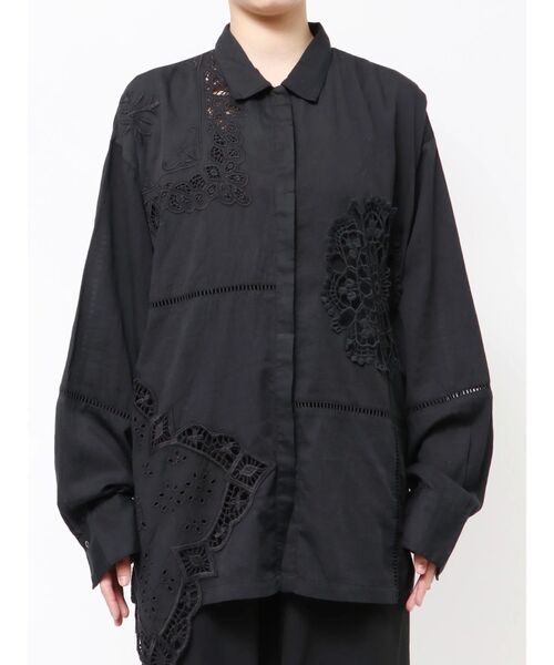 ブラウス シャツ embroidery over check shirts / エンブロイダリーオーバーチェックシャツ レディース embroidery over check shirts / エンブロイダリーオーバー