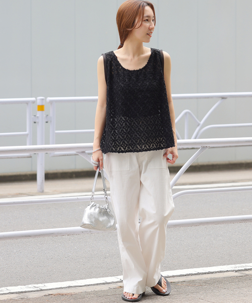 JOURNAL STANDARD relume（ジャーナルスタンダード　レリューム）の「［25AW新作］キカカットジャガードノースリーブプルオーバー（その他トップス・レディース・キャメル/ブラック・FREE）」の7枚目の写真