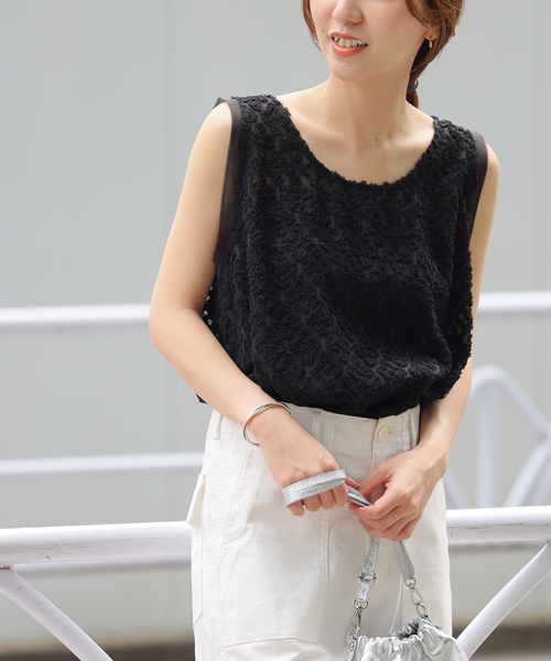 JOURNAL STANDARD relume（ジャーナルスタンダード　レリューム）の「［25AW新作］キカカットジャガードノースリーブプルオーバー（その他トップス・レディース・キャメル/ブラック・FREE）」の14枚目の写真