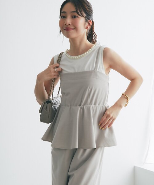 La boutique BonBon(ラブティックボンボン)の「【新色追加!】ベアトップオールインワン(サロペット/オーバーオール・レディース・ネイビー/グレイッシュベージュ・36/38)」の10枚目の写真