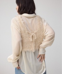 AZUL by moussy | バックオープンポンポンヤーンベスト(ベスト)