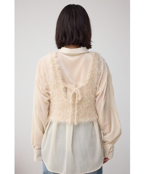 AZUL by moussy（アズールバイマウジー）の「バックオープンポンポンヤーンベスト（ベスト・レディース・グレー/ピンク/アイボリー・FREE）」の9枚目の写真