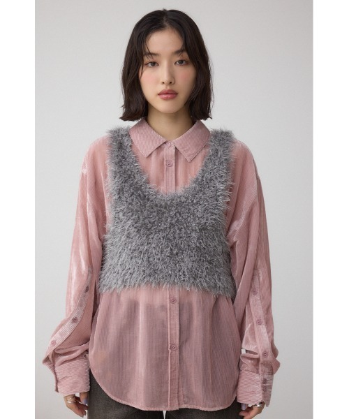 AZUL by moussy（アズールバイマウジー）の「バックオープンポンポンヤーンベスト（ベスト・レディース・グレー/ピンク/アイボリー・FREE）」の17枚目の写真