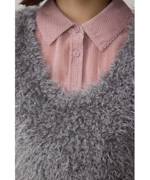 AZUL by moussy（アズールバイマウジー）の「バックオープンポンポンヤーンベスト（ベスト・レディース・グレー/ピンク/アイボリー・FREE）」の20枚目の写真