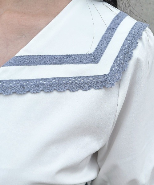 F i.n.t(フィント)の「レースライン使いセーラーブラウス 夏服(シャツ/ブラウス・レディース・アイボリー/オフホワイト・FREE)」の10枚目の写真