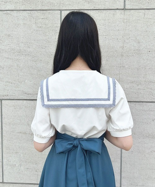 F i.n.t(フィント)の「レースライン使いセーラーブラウス 夏服(シャツ/ブラウス・レディース・アイボリー/オフホワイト・FREE)」の12枚目の写真