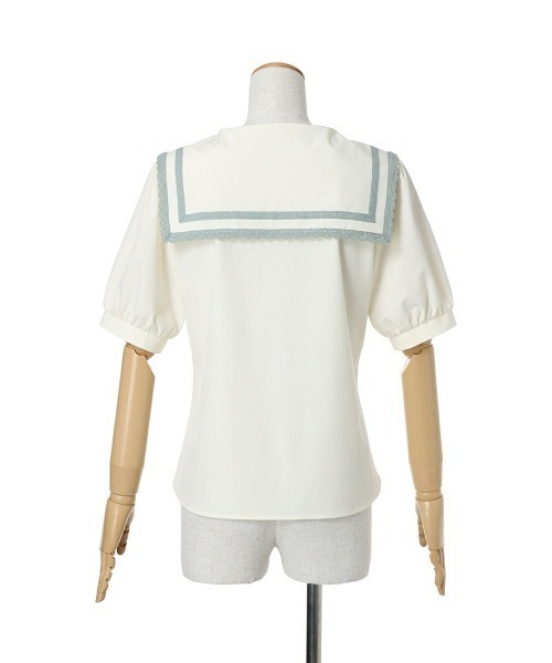 F i.n.t(フィント)の「レースライン使いセーラーブラウス 夏服(シャツ/ブラウス・レディース・アイボリー/オフホワイト・FREE)」の8枚目の写真
