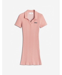 Maison Kitsune(]Lcl)MAISON KITSUNE HANDWRITING LABEL RIBBED POLO DRESS(s[X)