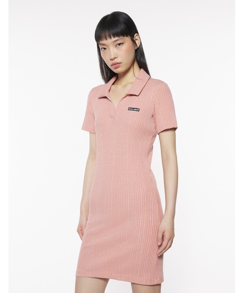 セール】MAISON KITSUNE HANDWRITING LABEL RIBBED POLO DRESS
