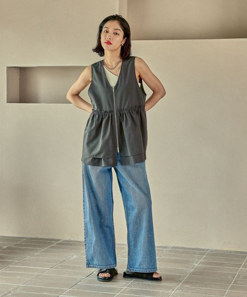 LEPSIM（レプシィム）の「ワイドストレートデニムパンツ　497418（デニムパンツ・レディース・ブラック/ネイビー/インディゴブルー・MEDIUM/LARGE）」の14枚目の写真