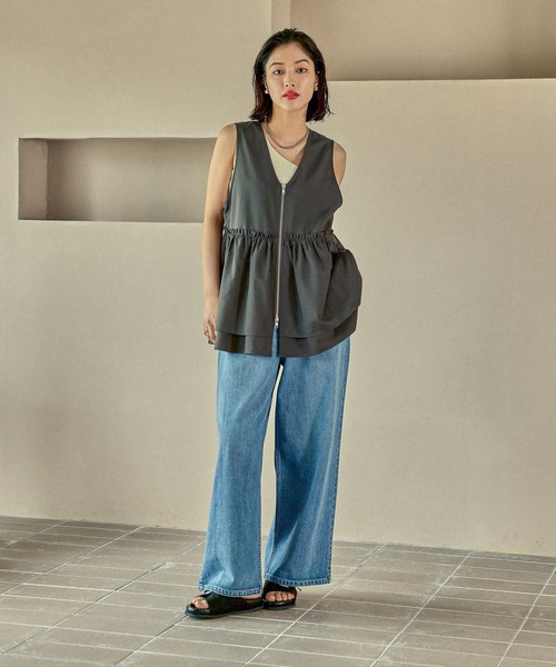 LEPSIM（レプシィム）の「ワイドストレートデニムパンツ　497418（デニムパンツ・レディース・ブラック/ネイビー/インディゴブルー・MEDIUM/LARGE）」の15枚目の写真