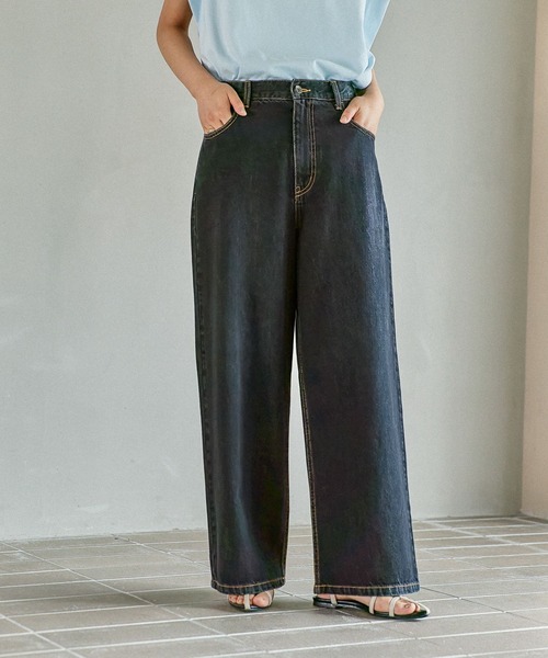 LEPSIM（レプシィム）の「ワイドストレートデニムパンツ　497418（デニムパンツ・レディース・ブラック/ネイビー/インディゴブルー・MEDIUM/LARGE）」の18枚目の写真