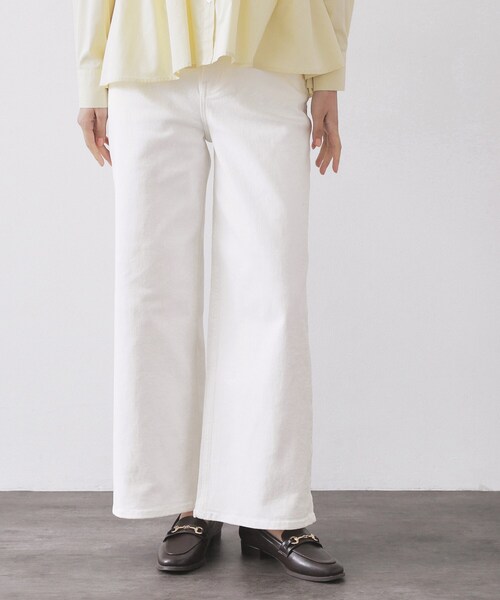 OPAQUE.CLIP（オペークドットクリップ）の「ストレッチバギーデニム【洗濯機洗い可】《SS～LL》（デニムパンツ・レディース・スミクロ/ブルー系その他/ネイビー/ホワイト/サックスブルー・36/38/40/42/34/02/03）」の2枚目の写真