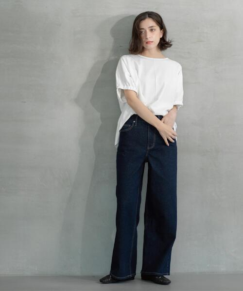 OPAQUE.CLIP（オペークドットクリップ）の「ストレッチバギーデニム【洗濯機洗い可】《SS～LL》（デニムパンツ・レディース・スミクロ/ブルー系その他/ネイビー/ホワイト/サックスブルー・36/38/40/42/34/02/03）」の21枚目の写真