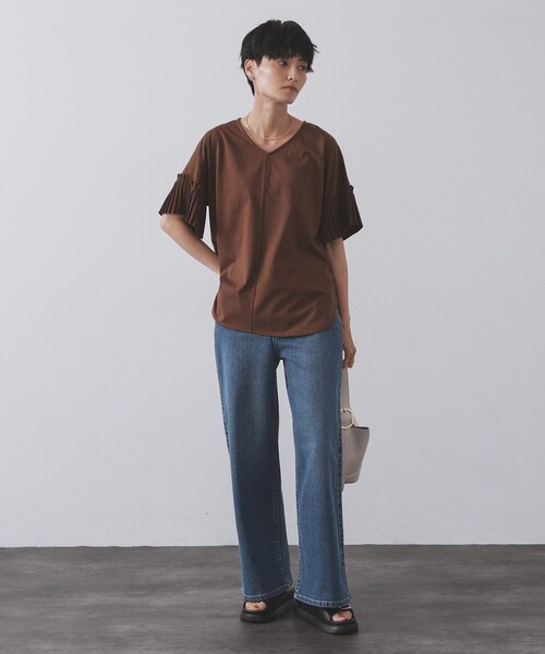 OPAQUE.CLIP（オペークドットクリップ）の「ストレッチバギーデニム【洗濯機洗い可】《SS～LL》（デニムパンツ・レディース・スミクロ/ブルー系その他/ネイビー/ホワイト/サックスブルー・36/38/40/42/34/02/03）」の10枚目の写真