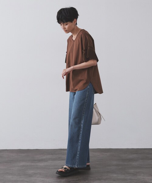 OPAQUE.CLIP（オペークドットクリップ）の「ストレッチバギーデニム【洗濯機洗い可】《SS～LL》（デニムパンツ・レディース・スミクロ/ブルー系その他/ネイビー/ホワイト/サックスブルー・36/38/40/42/34/02/03）」の11枚目の写真