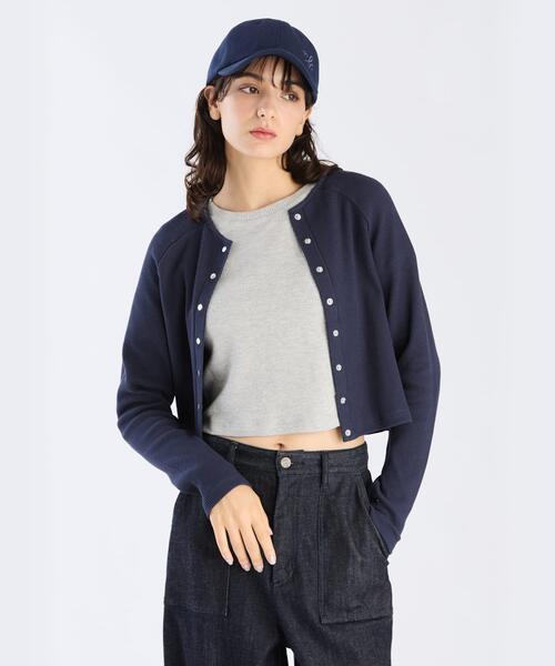 セール】ワッフル コンパクト ロングスリーブ カーディガン