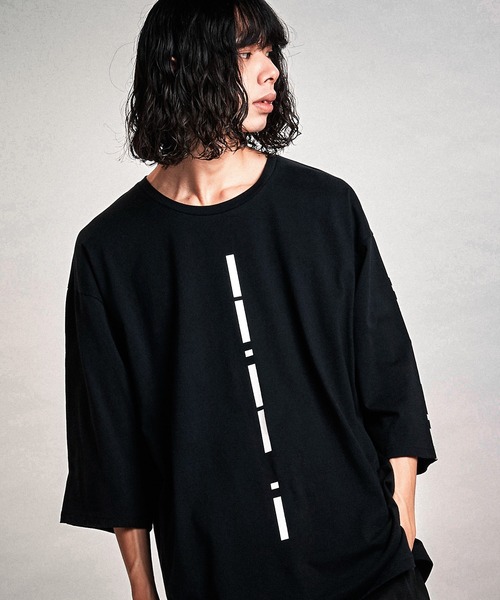 NO ID.（ノーアイディ）の「【NO ID.】Mole Sprint 3/4 Sleeve Big Pullover / モールス プリント 7分袖 ビッグ プルオーバー（Tシャツ/カットソー・メンズ・ホワイト/ブラック/グレー・ONE SIZE）」の3枚目の写真