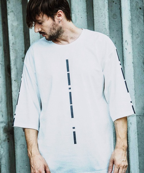 NO ID.（ノーアイディ）の「【NO ID.】Mole Sprint 3/4 Sleeve Big Pullover / モールス プリント 7分袖 ビッグ プルオーバー（Tシャツ/カットソー・メンズ・ホワイト/ブラック/グレー・ONE SIZE）」の10枚目の写真