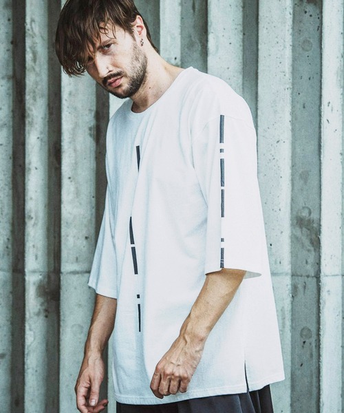 NO ID.（ノーアイディ）の「【NO ID.】Mole Sprint 3/4 Sleeve Big Pullover / モールス プリント 7分袖 ビッグ プルオーバー（Tシャツ/カットソー・メンズ・ホワイト/ブラック/グレー・ONE SIZE）」の8枚目の写真