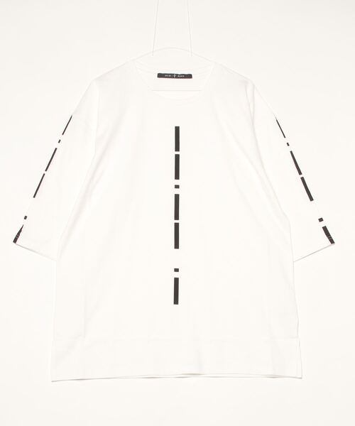 NO ID.（ノーアイディ）の「【NO ID.】Mole Sprint 3/4 Sleeve Big Pullover / モールス プリント 7分袖 ビッグ プルオーバー（Tシャツ/カットソー・メンズ・ホワイト/ブラック/グレー・ONE SIZE）」の21枚目の写真