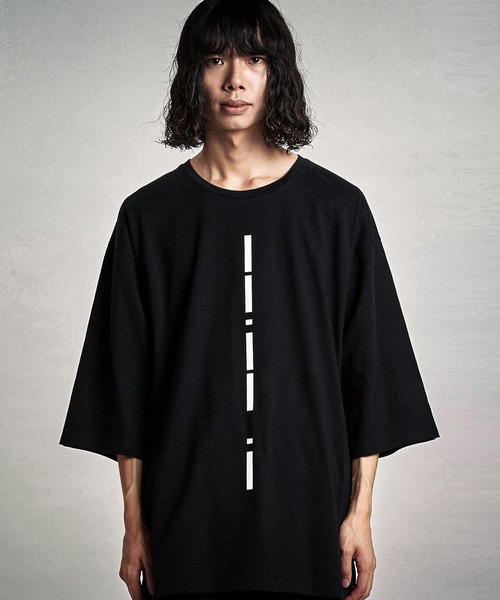 NO ID.（ノーアイディ）の「【NO ID.】Mole Sprint 3/4 Sleeve Big Pullover / モールス プリント 7分袖 ビッグ プルオーバー（Tシャツ/カットソー・メンズ・ホワイト/ブラック/グレー・ONE SIZE）」の14枚目の写真