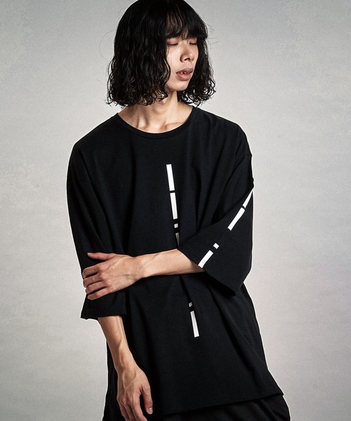 NO ID.（ノーアイディ）の「【NO ID.】Mole Sprint 3/4 Sleeve Big Pullover / モールス プリント 7分袖 ビッグ プルオーバー（Tシャツ/カットソー・メンズ・ホワイト/ブラック/グレー・ONE SIZE）」の15枚目の写真