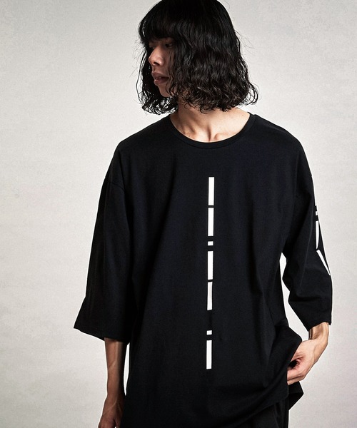 NO ID.（ノーアイディ）の「【NO ID.】Mole Sprint 3/4 Sleeve Big Pullover / モールス プリント 7分袖 ビッグ プルオーバー（Tシャツ/カットソー・メンズ・ホワイト/ブラック/グレー・ONE SIZE）」の16枚目の写真