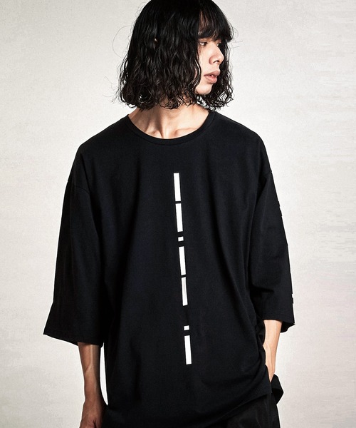 NO ID.（ノーアイディ）の「【NO ID.】Mole Sprint 3/4 Sleeve Big Pullover / モールス プリント 7分袖 ビッグ プルオーバー（Tシャツ/カットソー・メンズ・ホワイト/ブラック/グレー・ONE SIZE）」の17枚目の写真