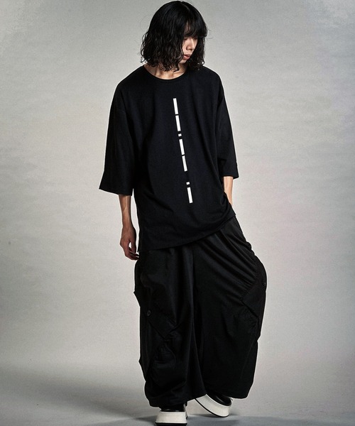 NO ID.（ノーアイディ）の「【NO ID.】Mole Sprint 3/4 Sleeve Big Pullover / モールス プリント 7分袖 ビッグ プルオーバー（Tシャツ/カットソー・メンズ・ホワイト/ブラック/グレー・ONE SIZE）」の18枚目の写真