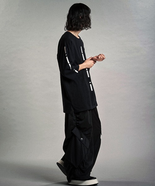 NO ID.（ノーアイディ）の「【NO ID.】Mole Sprint 3/4 Sleeve Big Pullover / モールス プリント 7分袖 ビッグ プルオーバー（Tシャツ/カットソー・メンズ・ホワイト/ブラック/グレー・ONE SIZE）」の19枚目の写真