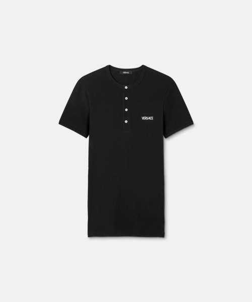 VERSACE（ヴェルサーチ）の「ロゴ リブ編み Tシャツ（Tシャツ/カットソー・メンズ・ホワイト/ブラック・3/S/4/M/5/L）」の2枚目の写真