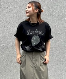 H.A.K | 5．6オンスコットン天竺　いちご＆バラモチーフプリントTシャツ(Tシャツ/カットソー)