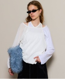 セール】2way Slab Mesh Layered Bustier Tops/2WAYスラブメッシュ