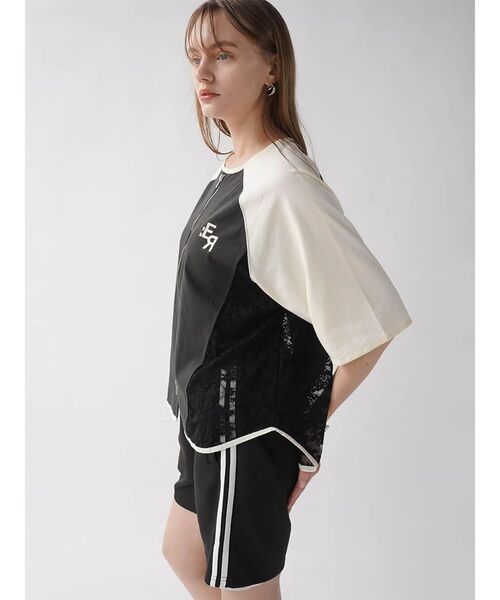 :ETHROF(イーサオブ)の「SIDE LACE BASEBALL ZIP SHIRT(シャツ/ブラウス・レディース・ブラック/ブルー/ホワイト・MEDIUM)」の22枚目の写真