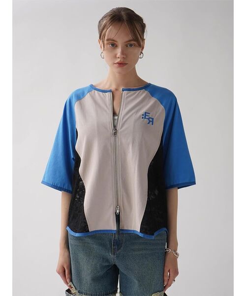 :ETHROF(イーサオブ)の「SIDE LACE BASEBALL ZIP SHIRT(シャツ/ブラウス・レディース・ブラック/ブルー/ホワイト・MEDIUM)」の17枚目の写真